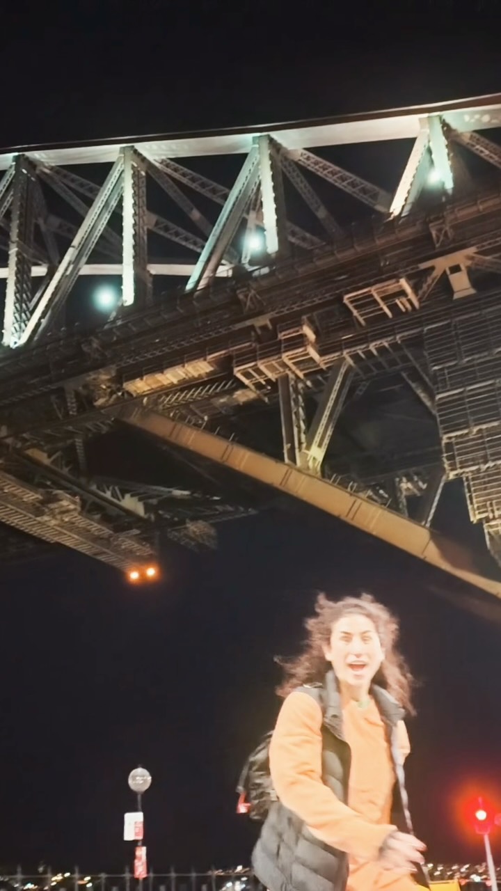 Laura skating beneath the Sydney Harbour Bridge